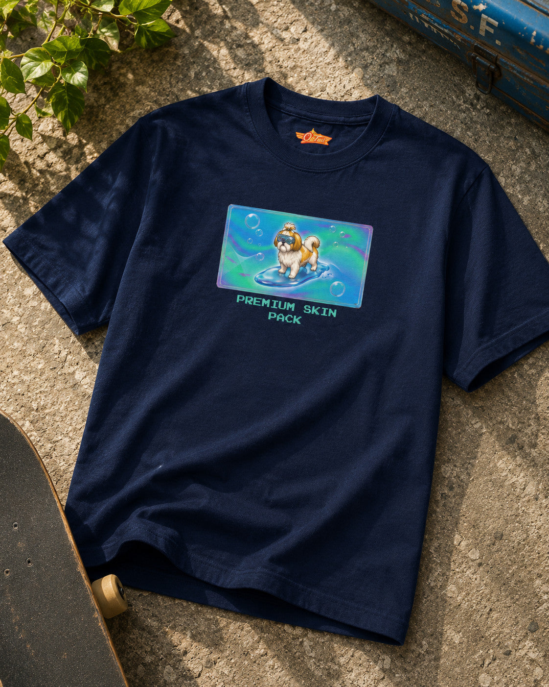 O's Tees Premium Skin Pack Shih Tzu Frutiger Aero Dogs graphic tee tabletop primary product image